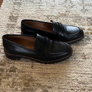 Madewell Black Leather Lug Loafers